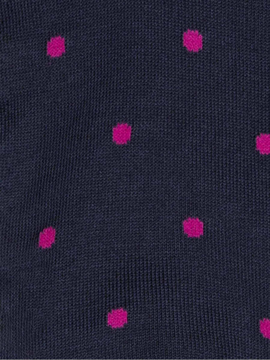 Einfarbige Socken mit Polka-Dot-Muster für Herren aus frischer Baumwolle - Made in Italy