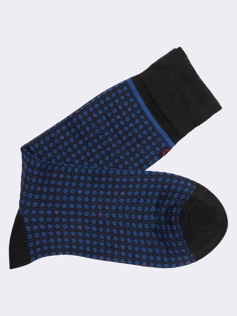 Men's tie patterned crew socks in fresh Cotton - Made in Italy
