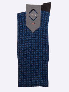 Kniestrümpfe für Herren mit Krawattenmuster aus frischer Baumwolle - Made in Italy