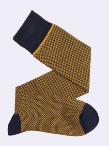 Kniestrümpfe mit Oxford-Muster für Herren aus kühler Baumwolle - Made in Italy