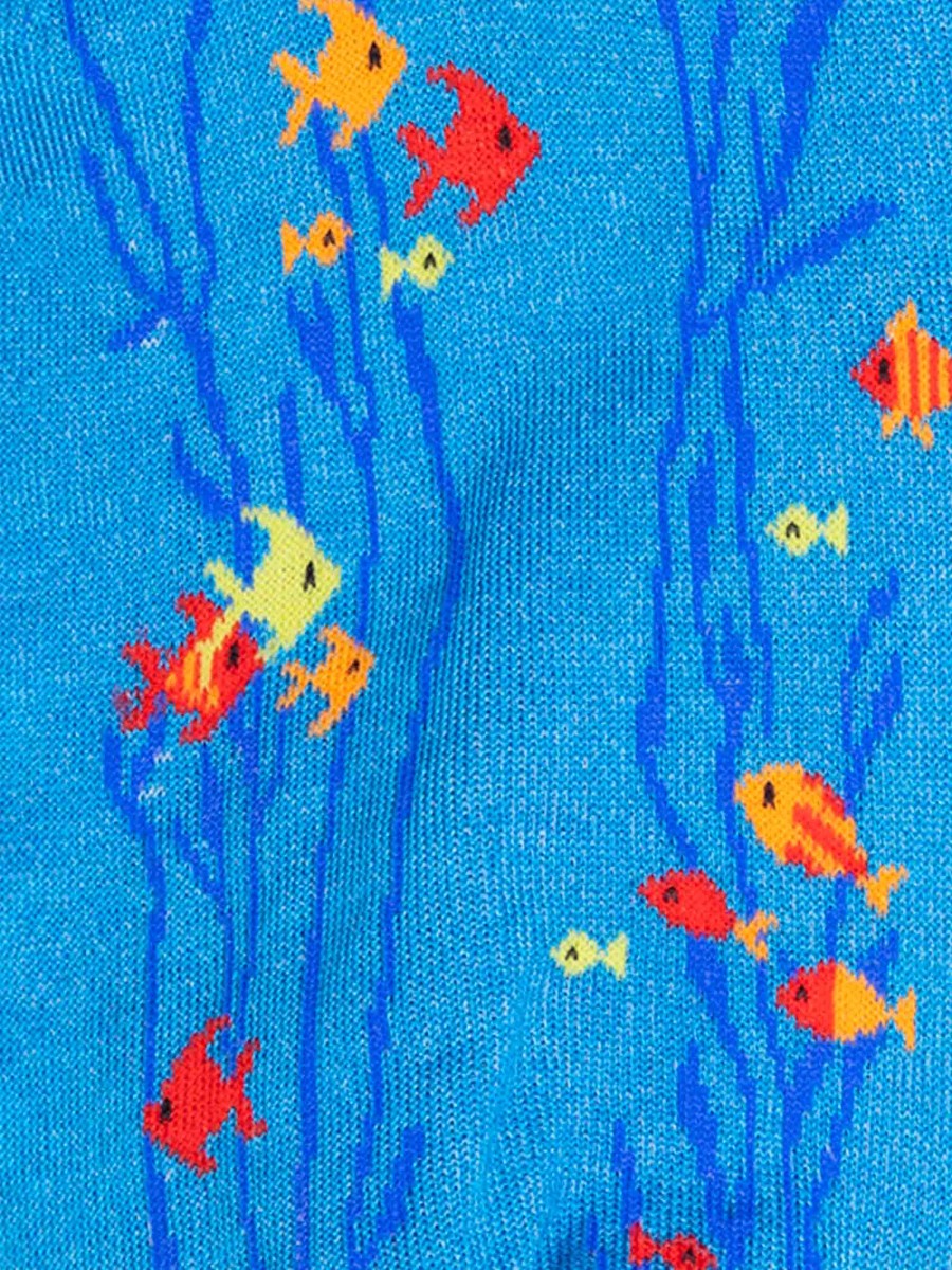 Fish patterned men's crew socks in fresh Cotton - Made in Italy