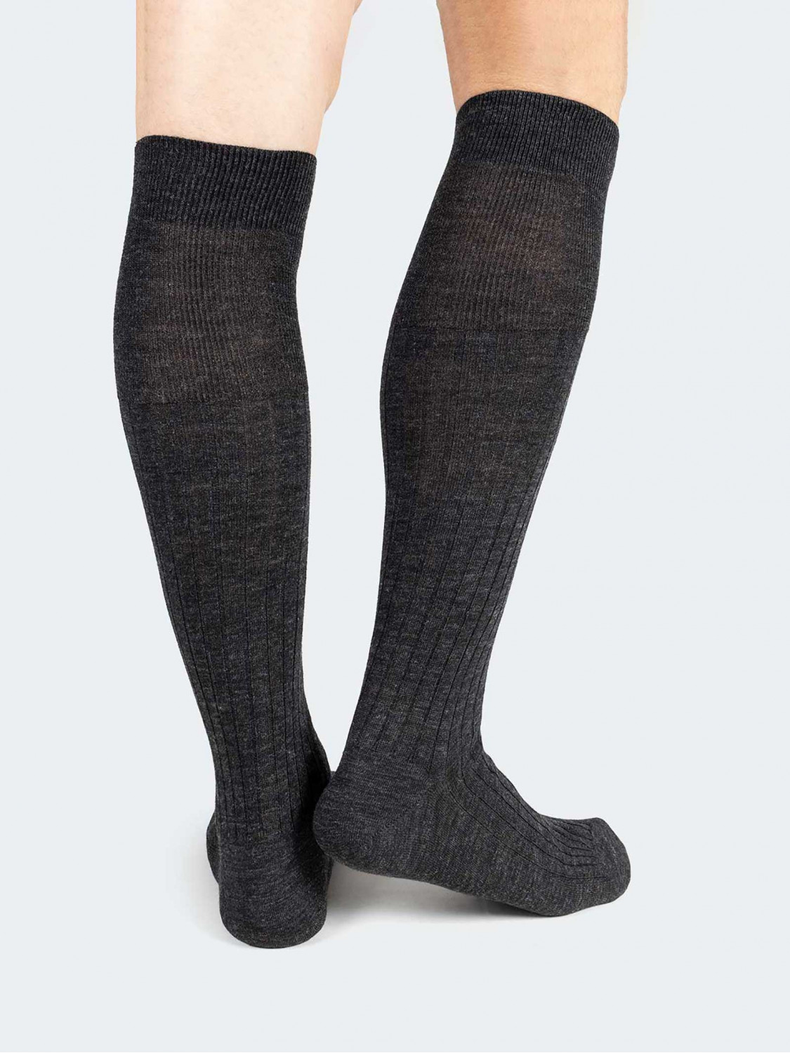 Merino wool wide rib Knee high socks - Made in Italy