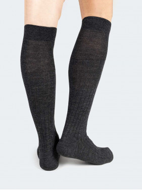 Merino wool wide rib Knee high socks - Made in Italy