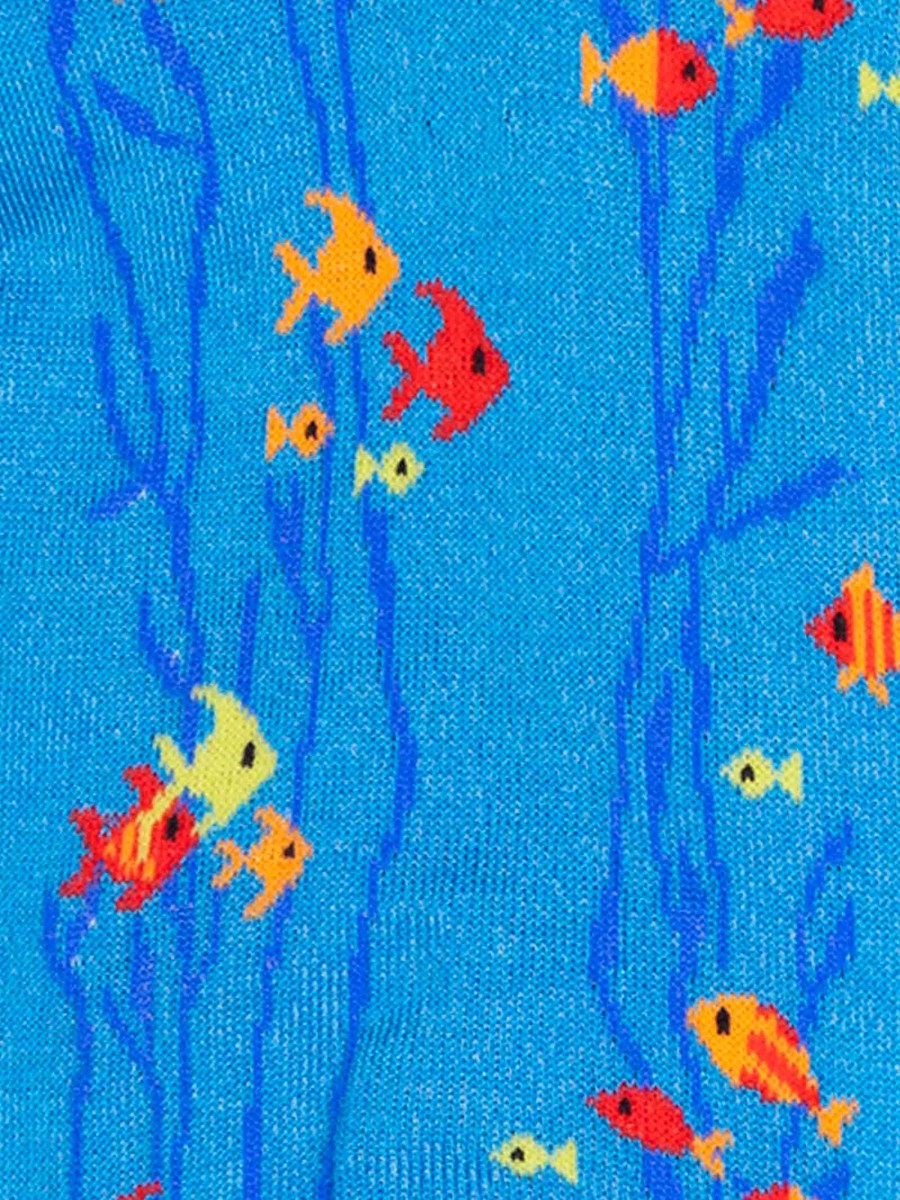 Fish patterned men's knee-high socks in fresh cotton - Made in Italy