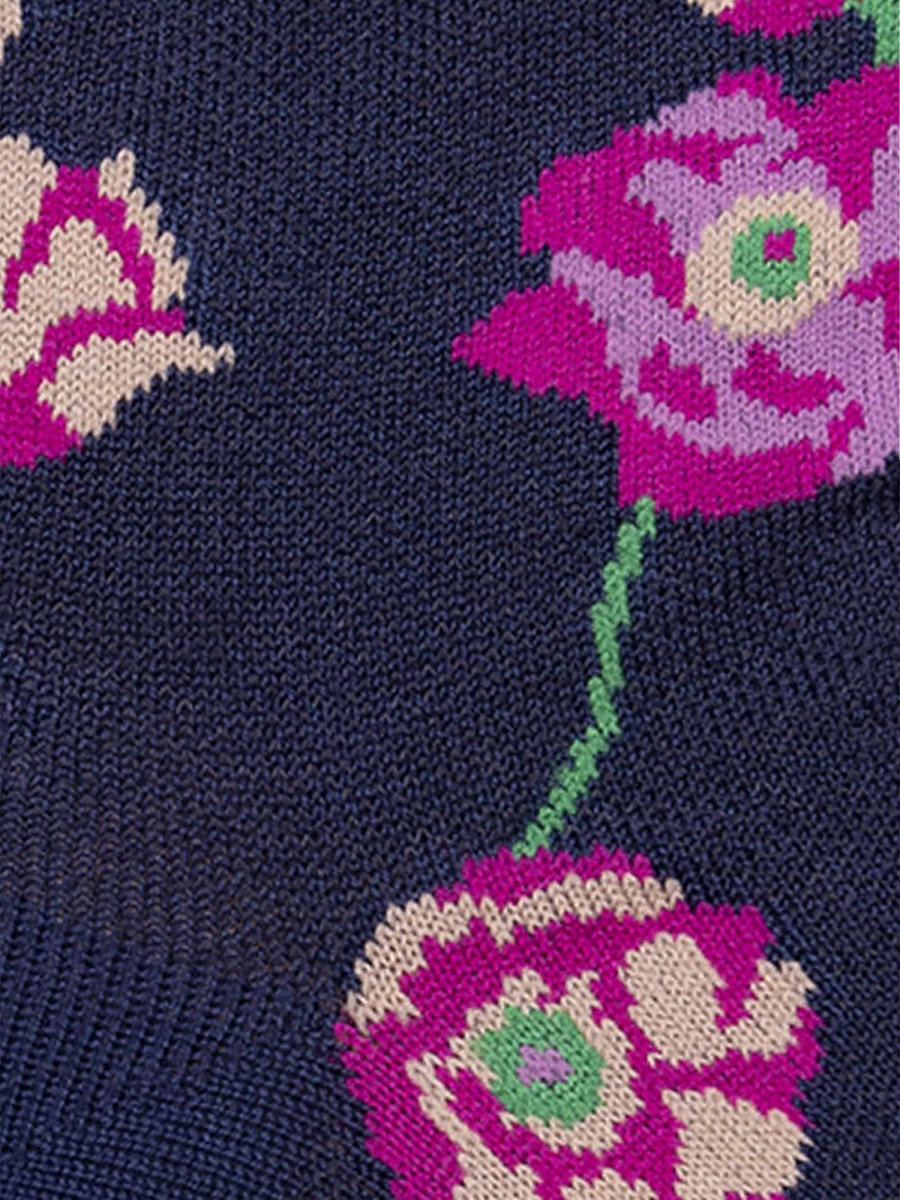 Wadensocken mit Blumenmuster aus frischer Baumwolle für Damen - Made in Italy