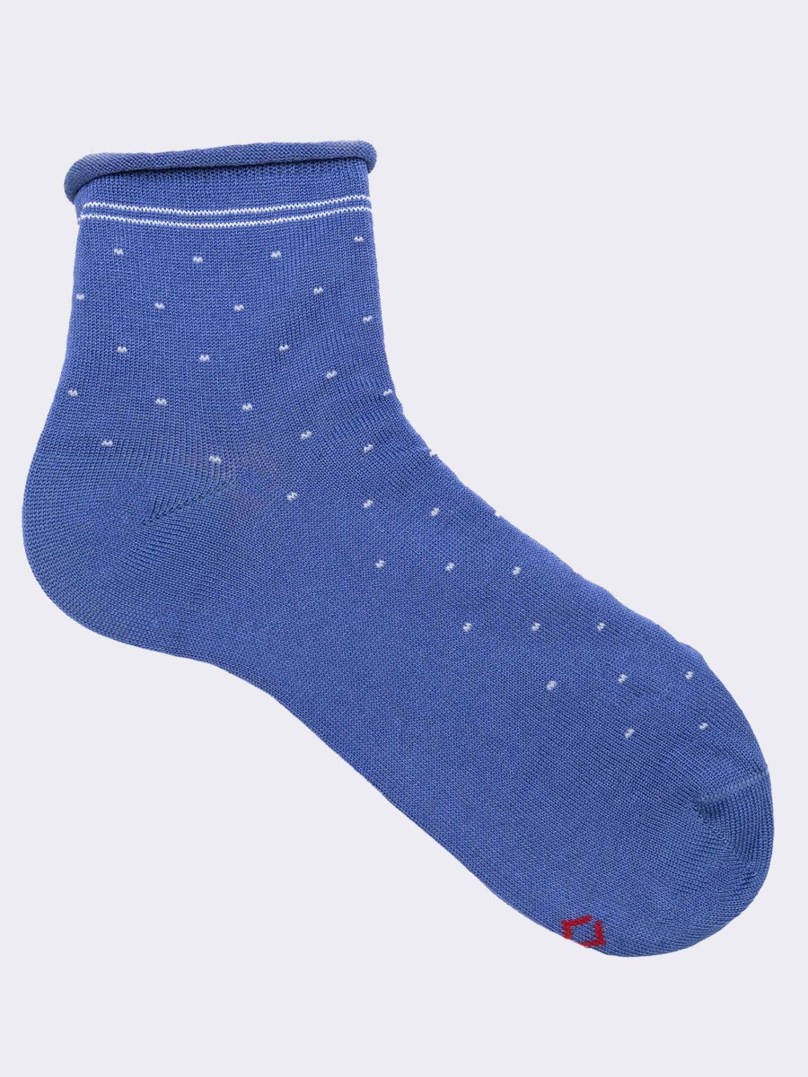 Women's short pincushion patterned socks in fresh cotton - Made in Italy