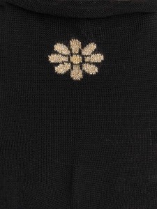 Unifarbene Damen-Wadensocken mit Blume aus frischer Baumwolle - Made in Italy