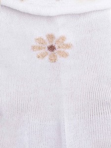 Unifarbene Damen-Wadensocken mit Blume aus frischer Baumwolle - Made in Italy