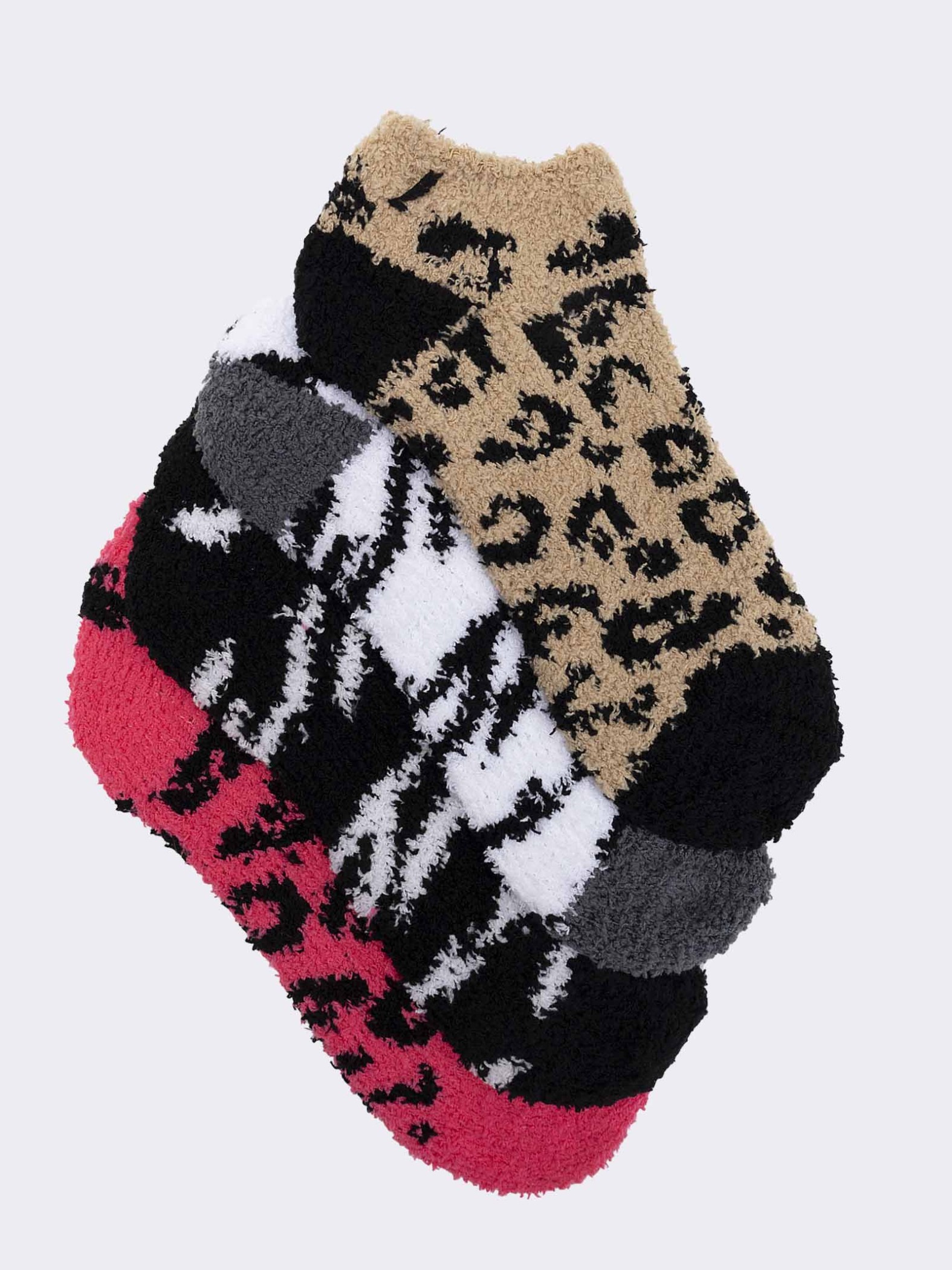 Four pairs of animal patterned terry socks