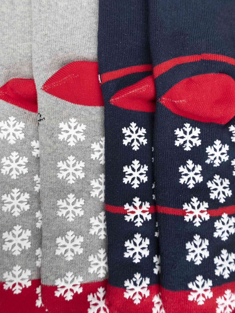Two pairs of non-slip baby socks with cat and Christmas tree pattern