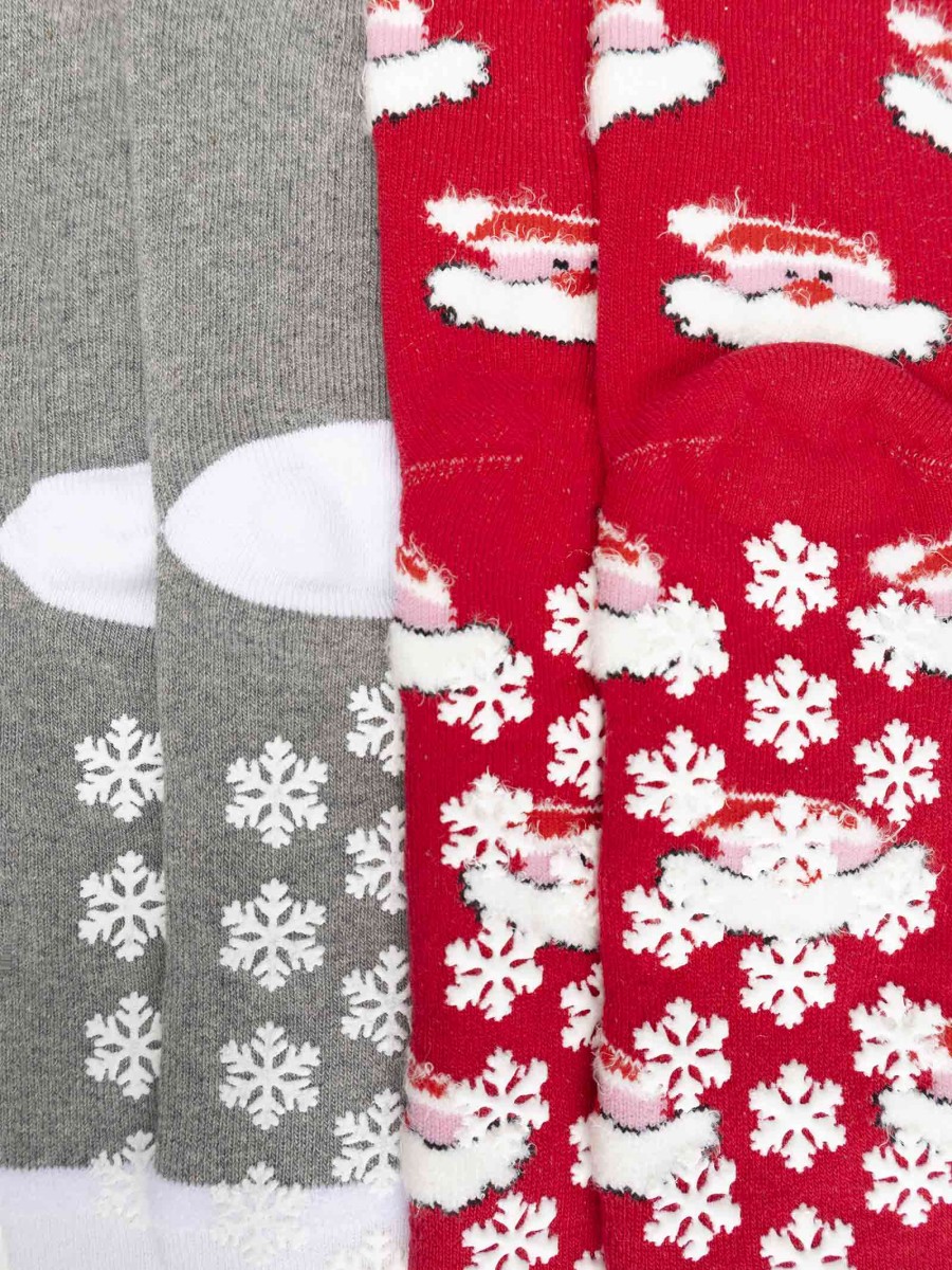 Zwei Paar rutschfeste Socken mit Weihnachtsmuster für Kinder