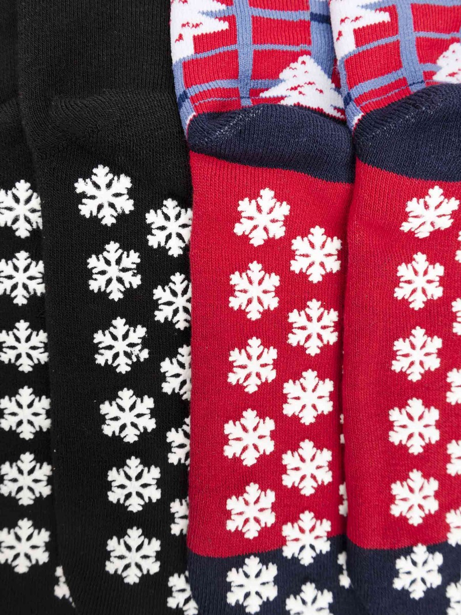 Two pairs of non-slip Christmas patterned men's socks