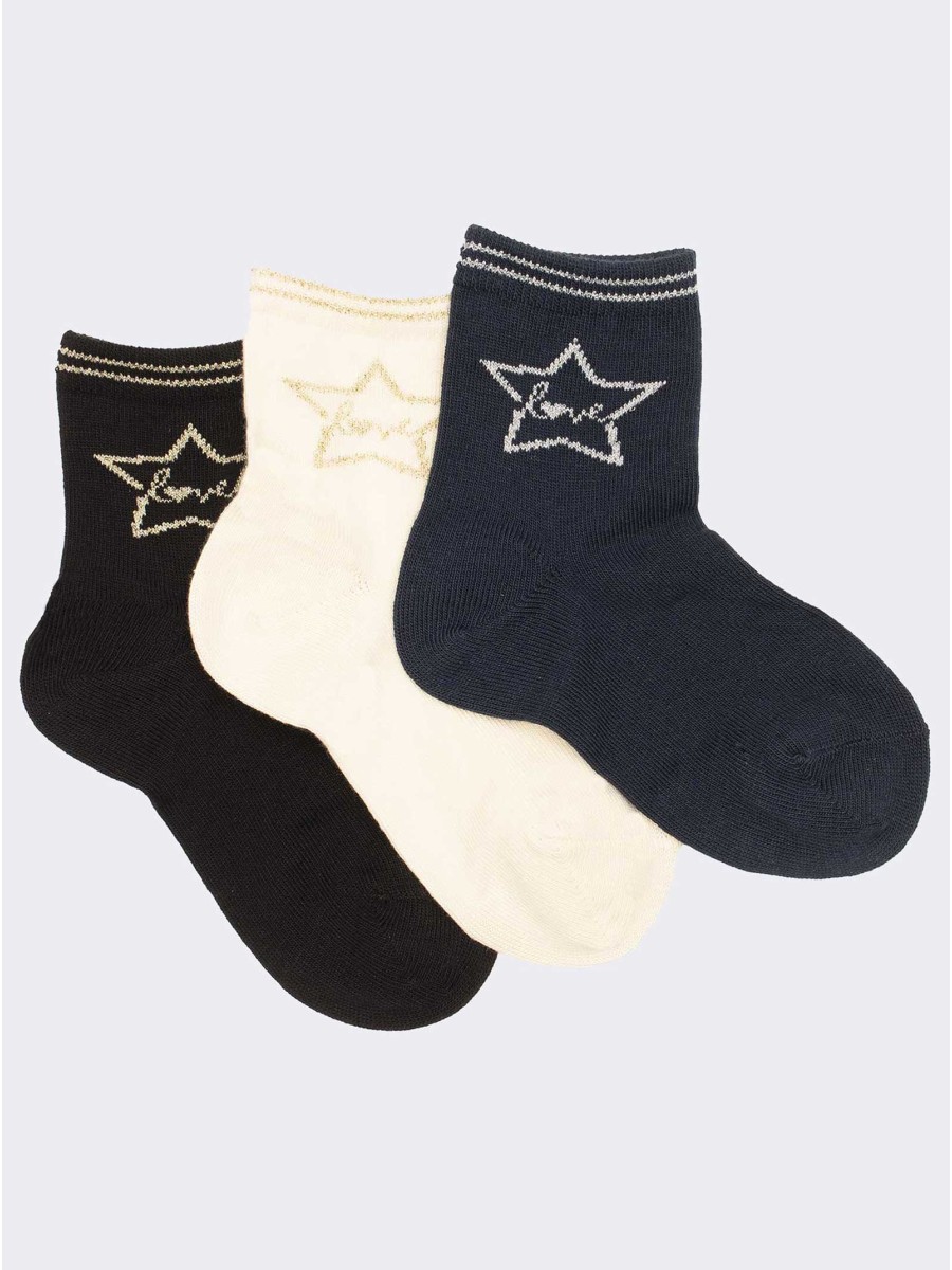 Three star patterned calf socks for girls