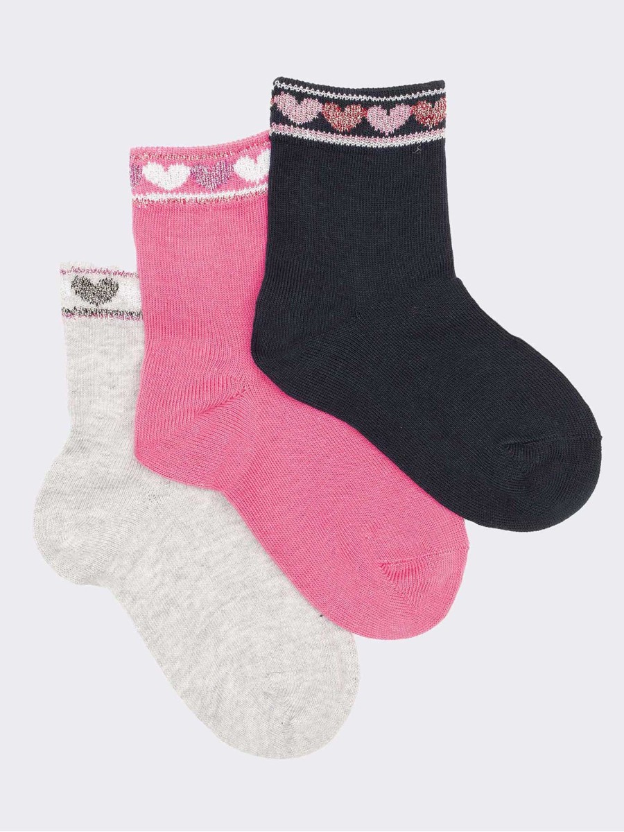 Girl's calf socks with hearts