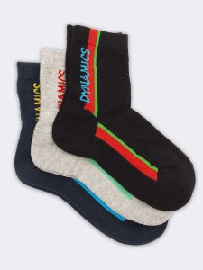 Trio of short Dynamics patterned socks for children in warm cotton