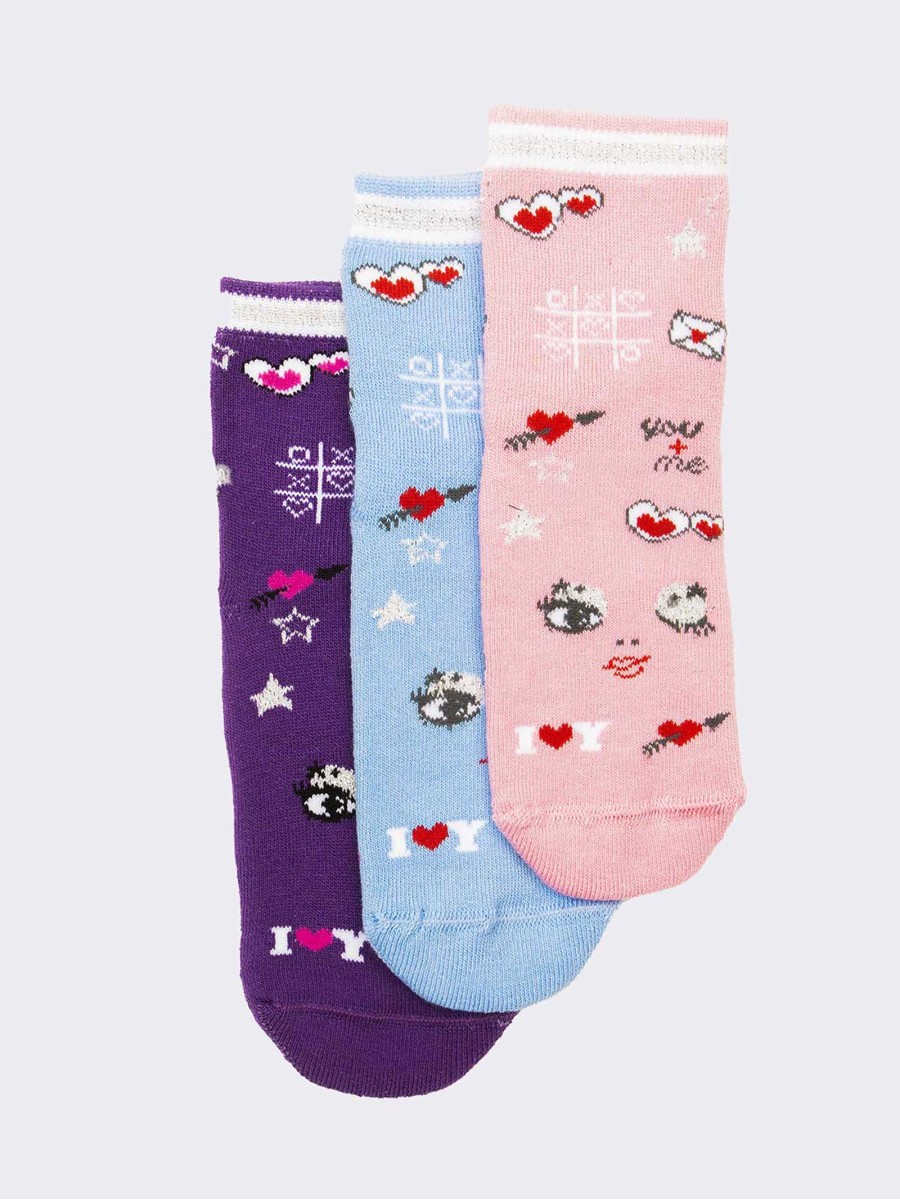 Girl's non-slip socks fancy love you