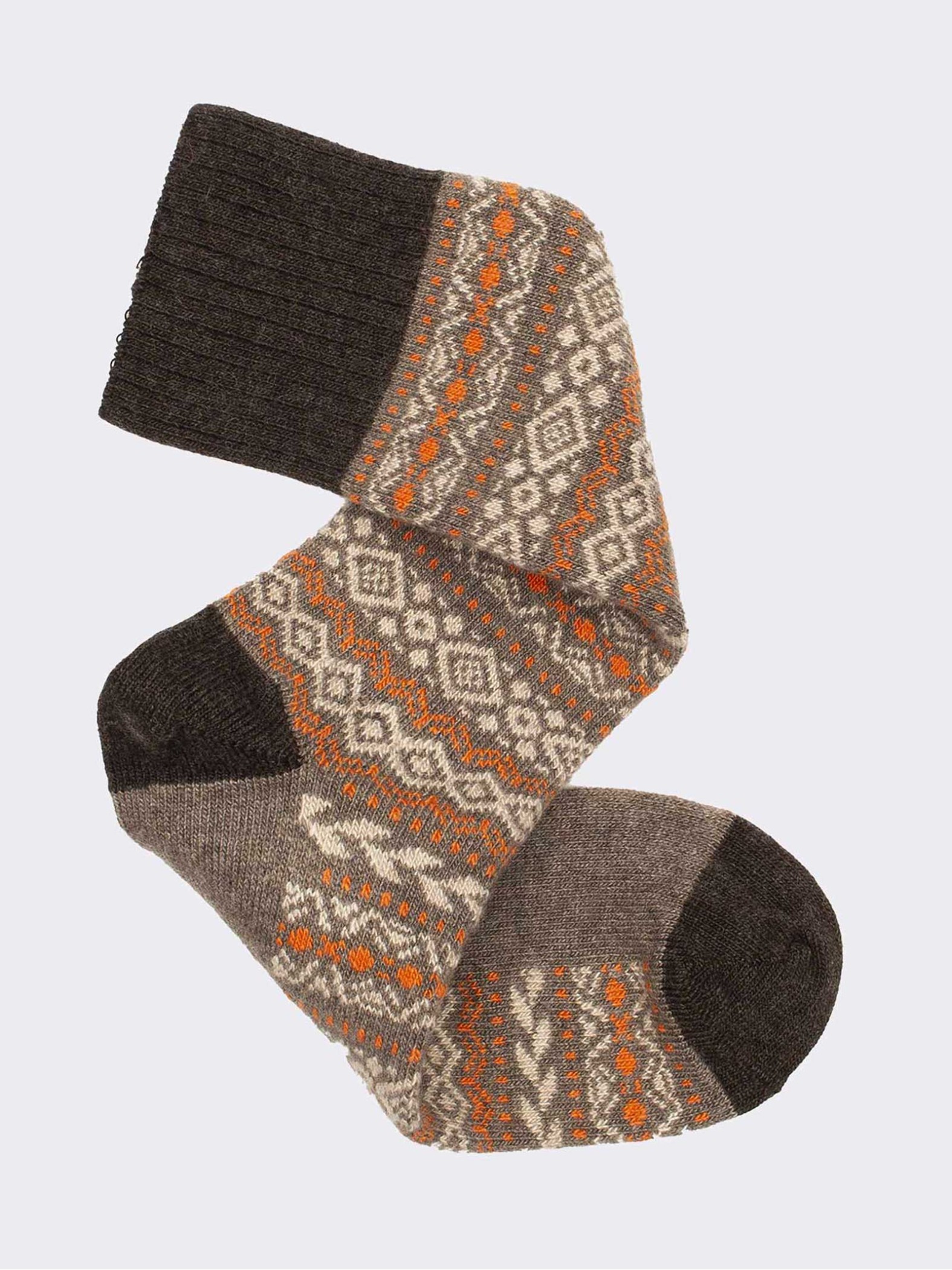 Men’s Norwegian pattern knee-high socks in Cashmere