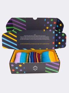 Gift Box 3 Pairs Men's Striped Patterned Socks Fresh Cotton - Gift Idea Made in Italy