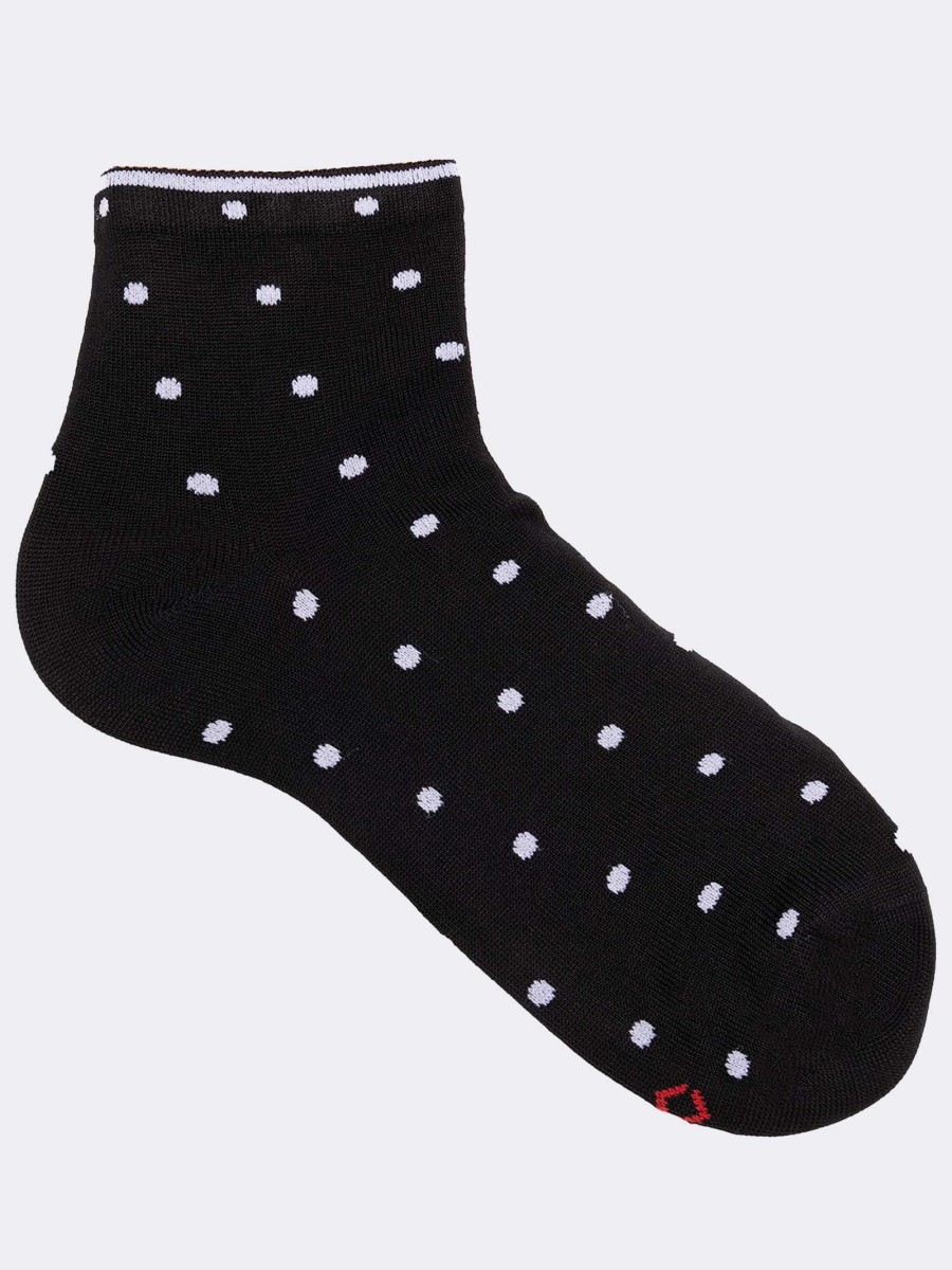Kurze Socken mit Tupfenmuster aus frischer Baumwolle für Damen - Made in Italy