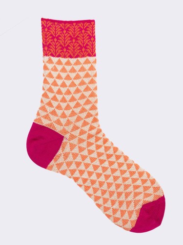 Women's Liberty patterned calf socks in fresh cotton - Made in Italy