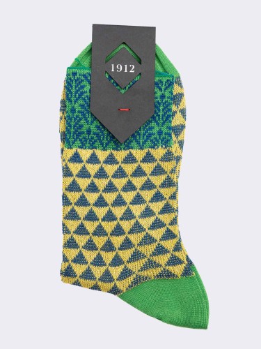 Women's Liberty patterned calf socks in fresh cotton - Made in Italy
