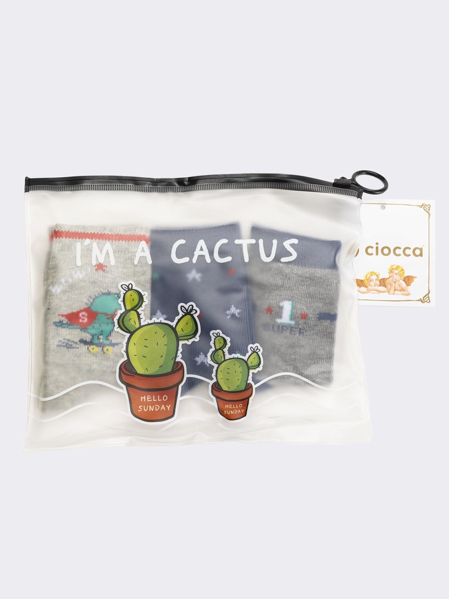 Tris calze baby fantasia in busta regalo "Cactus"