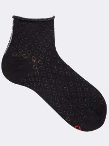 Women's short oval patterned socks with needle drop in fresh Cotton - Made in Italy