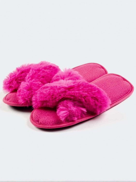 Home Woman's slippers flip flop in soft peluche