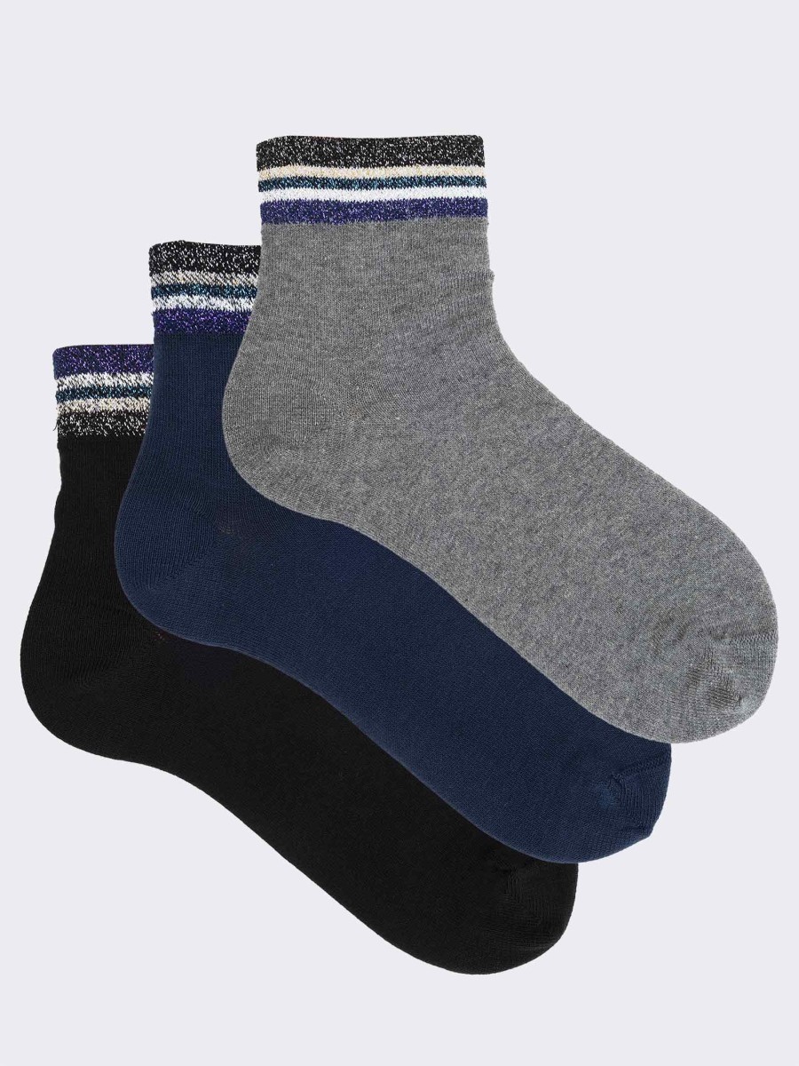 Three women's patterned socks in warm cotton