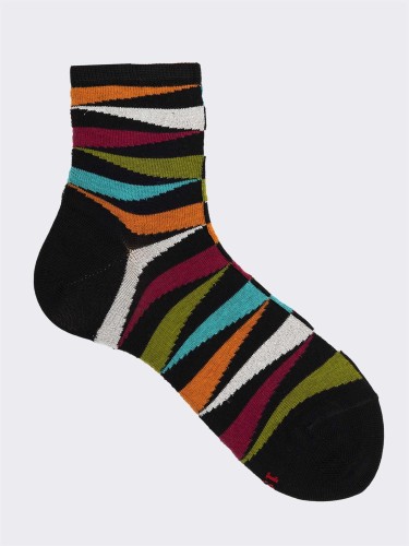 Crew socks with Lurex zig zag pattern
