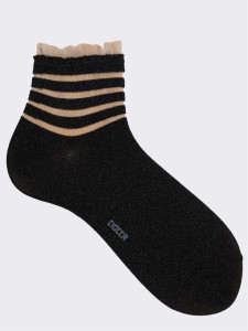 Crew socks patterned transparent lurex lines with rouche