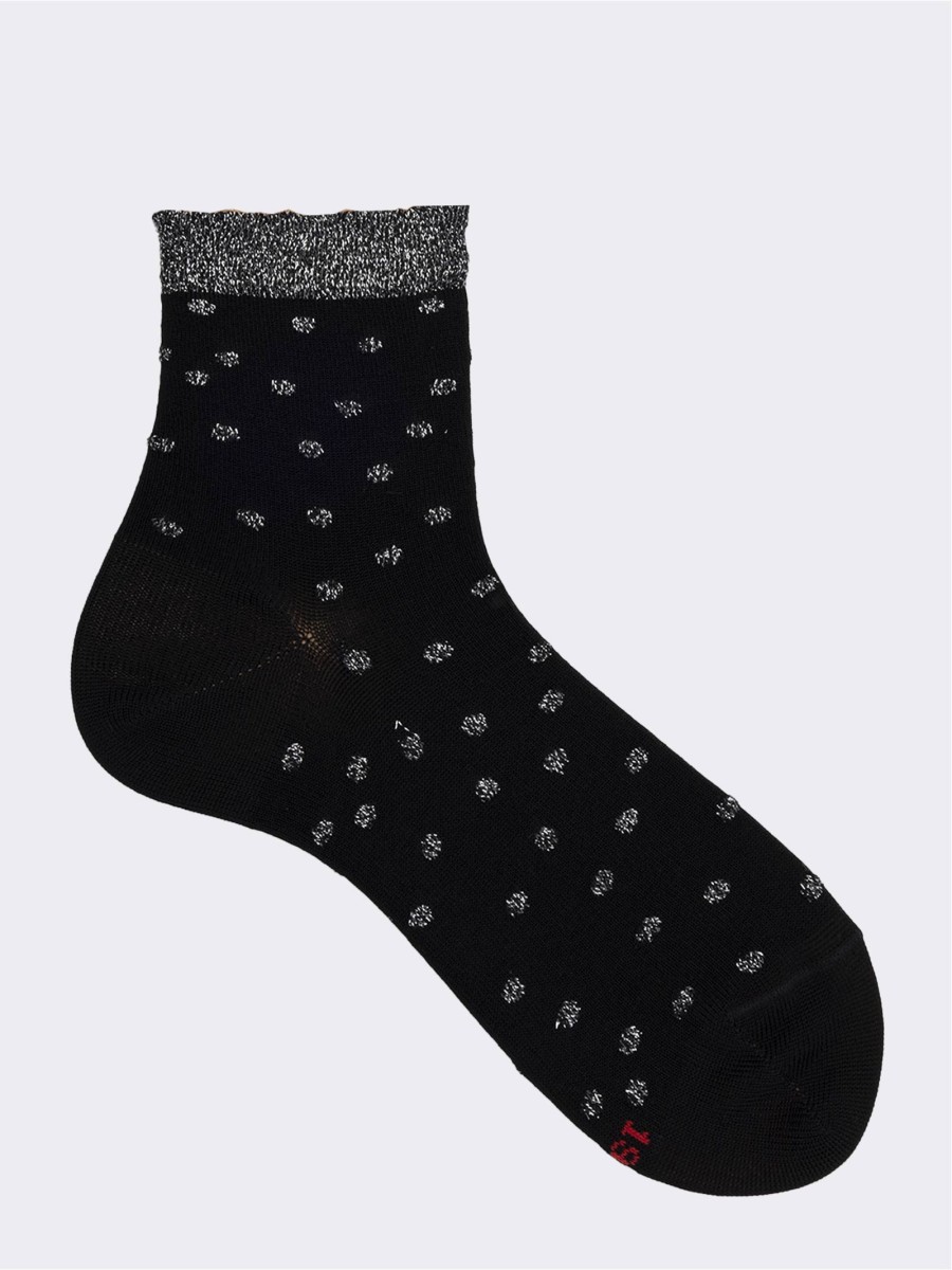 Crew sock with lurex polka dot pattern