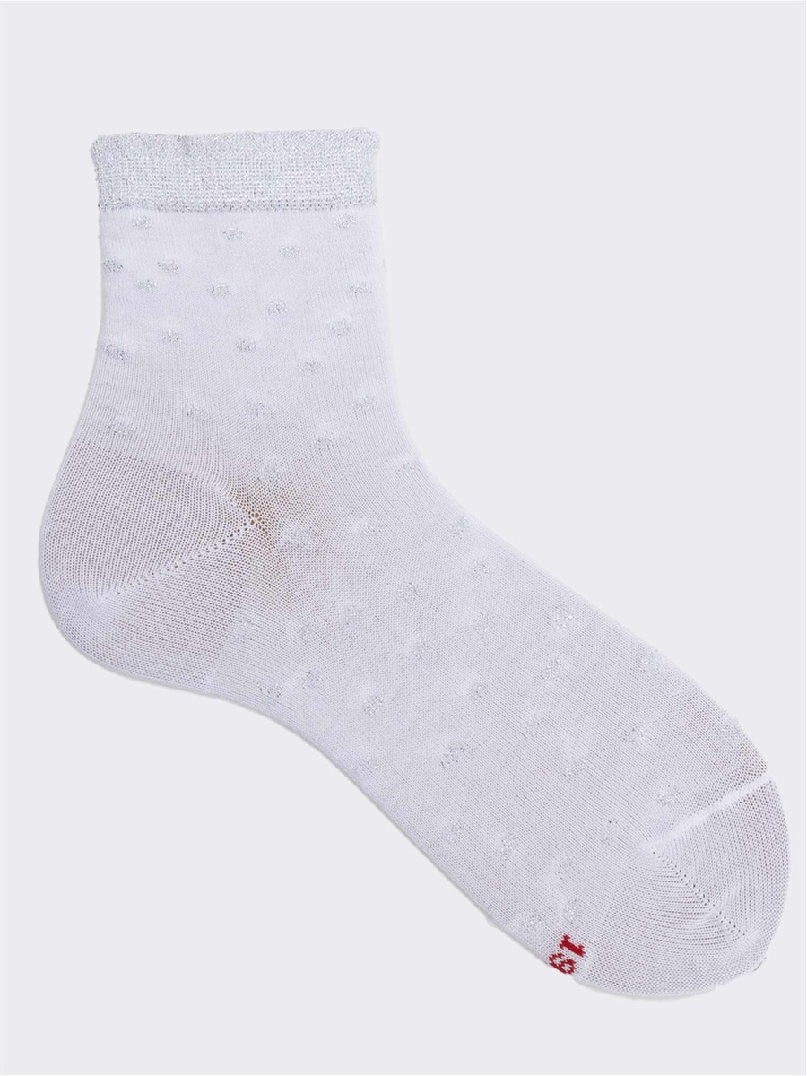 Kurze Socken mit Polka-Dot-Muster aus Lurex