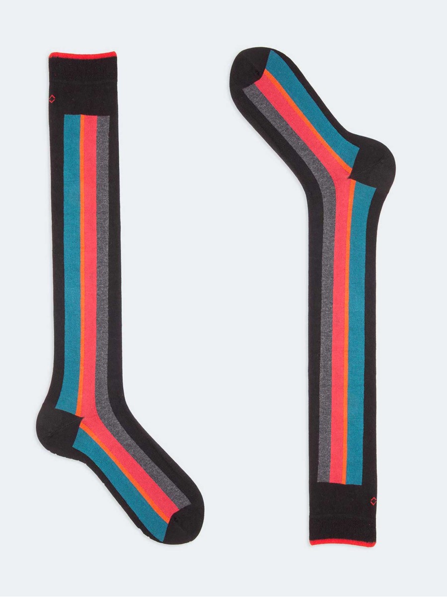Vertikal gemusterte Socken mit mehreren Streifen - Made in Italy