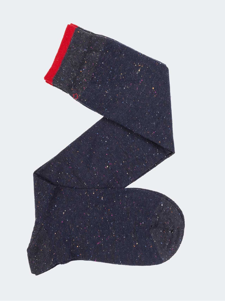 Lange, schicke Socken mit Knöpfen - Warme Baumwolle - Made in Italy