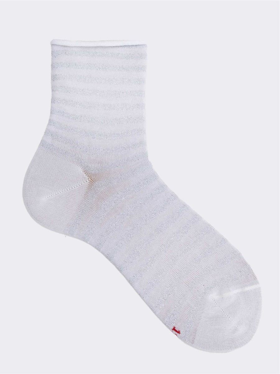 Lurex gestreifte gemusterte kurze Socken