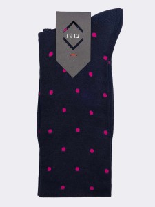 Men's polka dot patterned long socks in fresh cotton