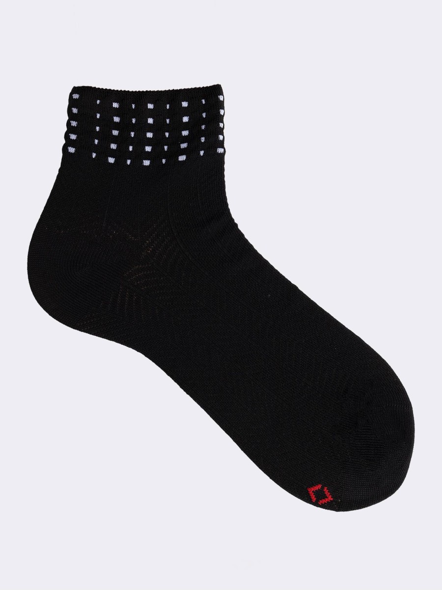 Women's crew cotton socks with patterned cuff - Made in Italy