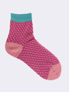Women's teardrop patterned short socks with lurex detail - Made in Italy