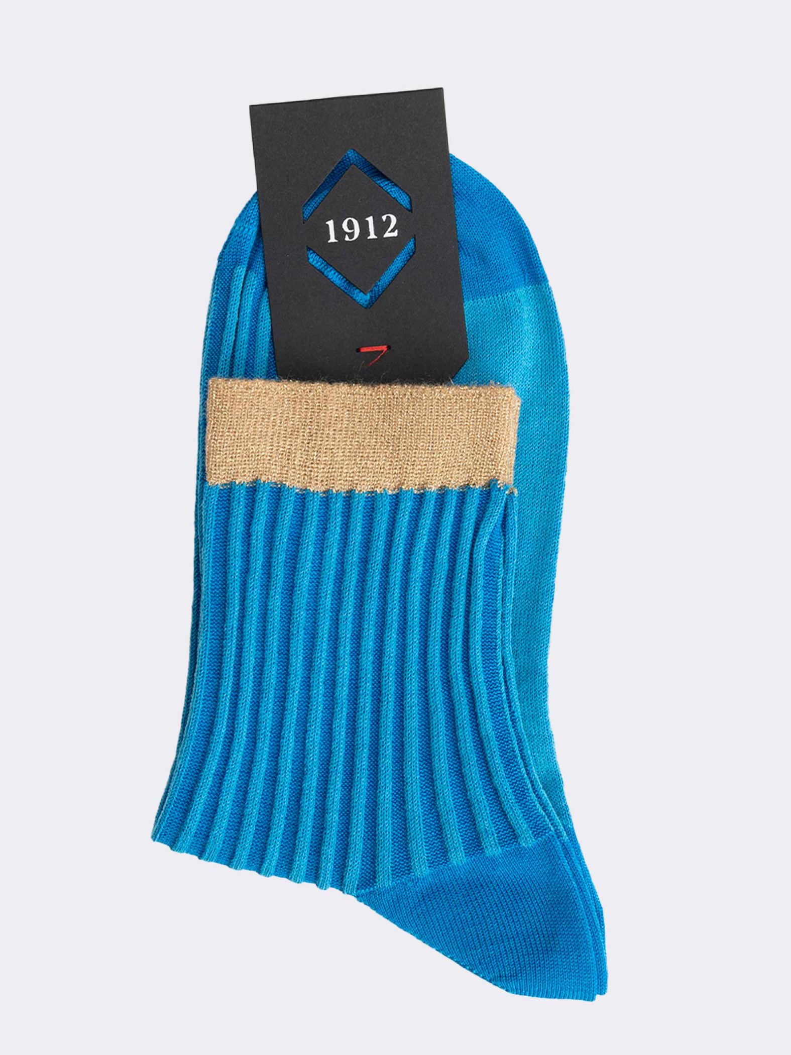Women's short ribbed socks with lurex detail - fresh cotton Made in Italy