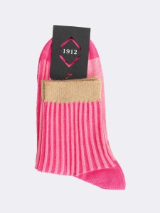 Women's short ribbed socks with lurex detail - fresh cotton Made in Italy