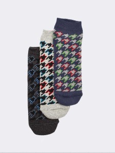 Trio of men's non-slip patterned socks