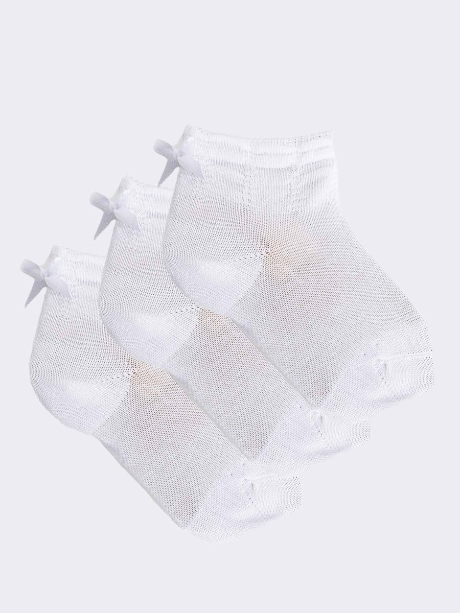 Newborn Baby Lace Socks with Bow - 3 Pairs - Fresh Cotton - 0-2 Years
