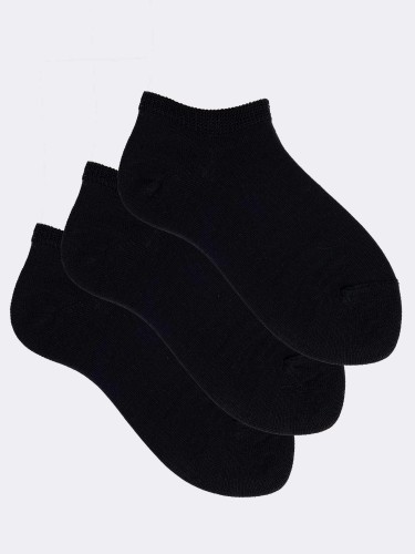 3 Pairs Children's Calf Socks in Cool Cotton Solid Colour
