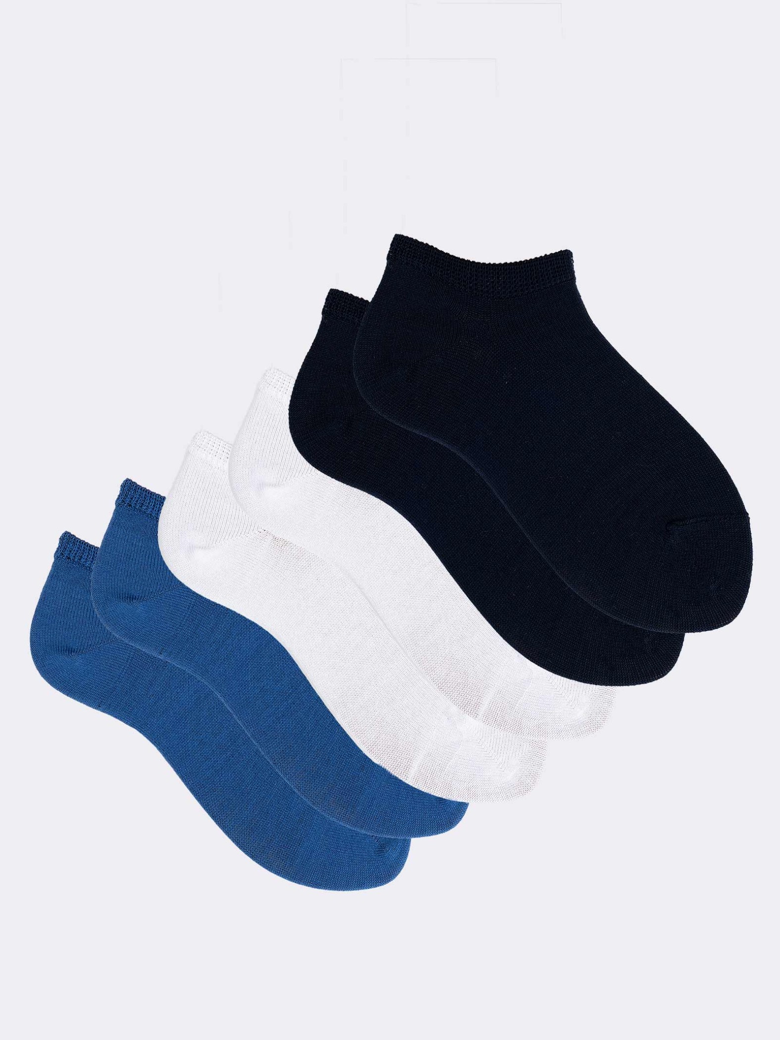 3 Pairs Children's Calf Socks in Cool Cotton Solid Colour