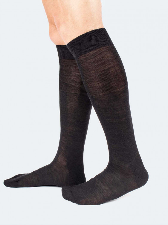 Smooth wool silk Knee high socks - Made in Italy