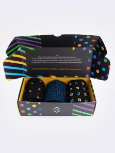 Elegant Gift Box of 3 Pairs of Patterned Men's Socks - Fresh Cotton Made in Italy - Perfect Gift Idea