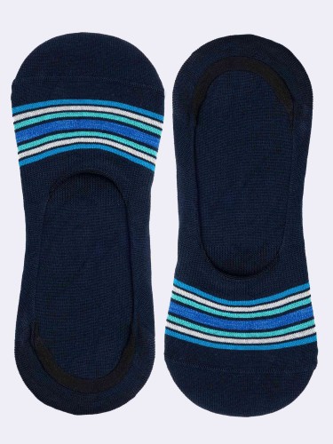 Men's Striped Pattern No Show Socks in Fresh Cotton - Made in Italy