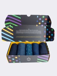 Elegant Gift Box of 5 Pairs of Patterned Men's Socks - Fresh Cotton Made in Italy - Perfect Gift Idea