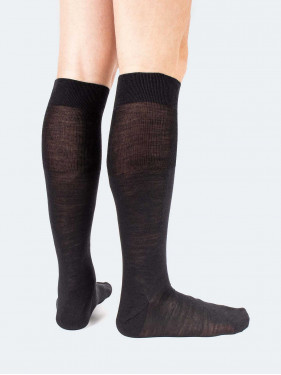 Smooth wool silk Knee high socks - Made in Italy